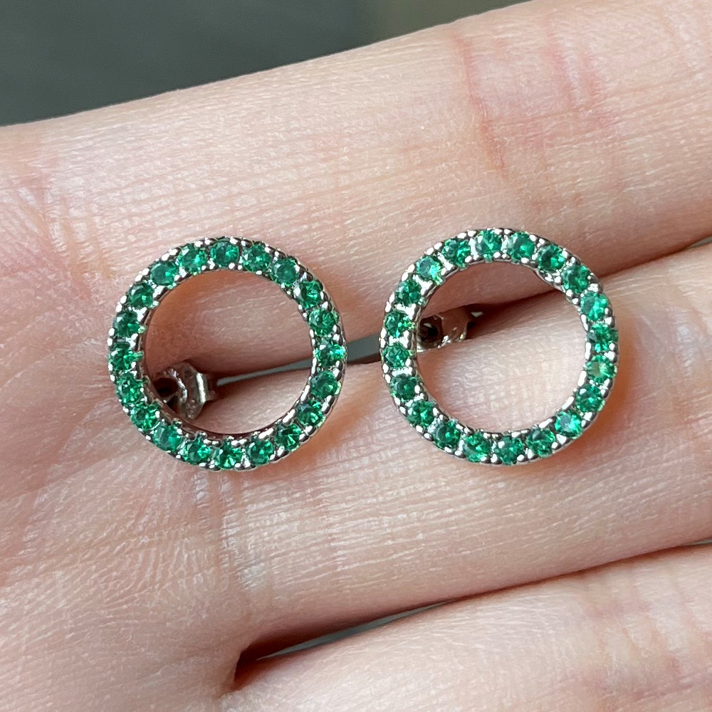 Elegant Hollow Out Round Zircon Stud Earrings in Plated Finish Ideal Wedding Jewellery Accessory