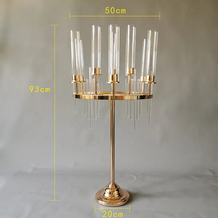 9 Heads Wedding Decoration Metal Candlestick Candelabra Holder Engagement Party Table Centerpieces Flower Vases Aisle Pillar Column ZZ