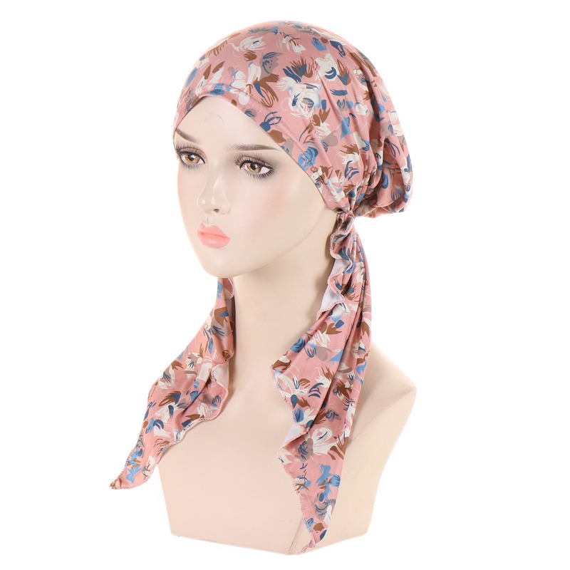 Ramadan Muslim Hijab Caps Women's Headscarf Hat Chemo Hats Hair Care Fashion Lady Print Turban Bonnet Adjustable
