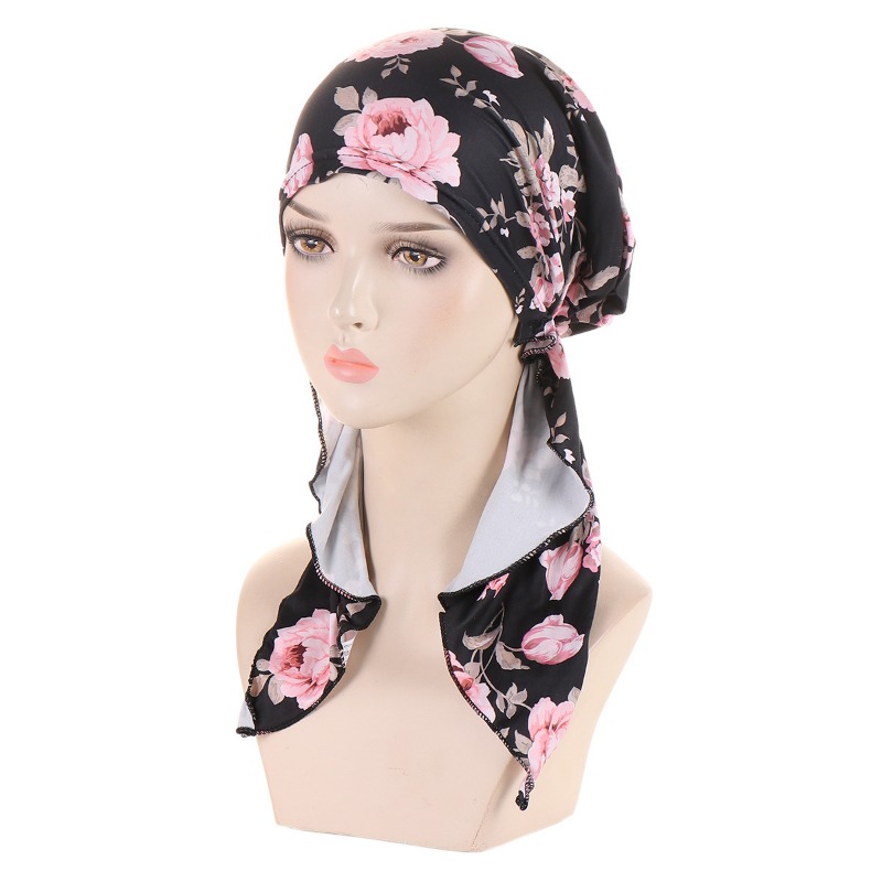Ramadan Muslim Hijab Caps Women's Headscarf Hat Chemo Hats Hair Care Fashion Lady Print Turban Bonnet Adjustable