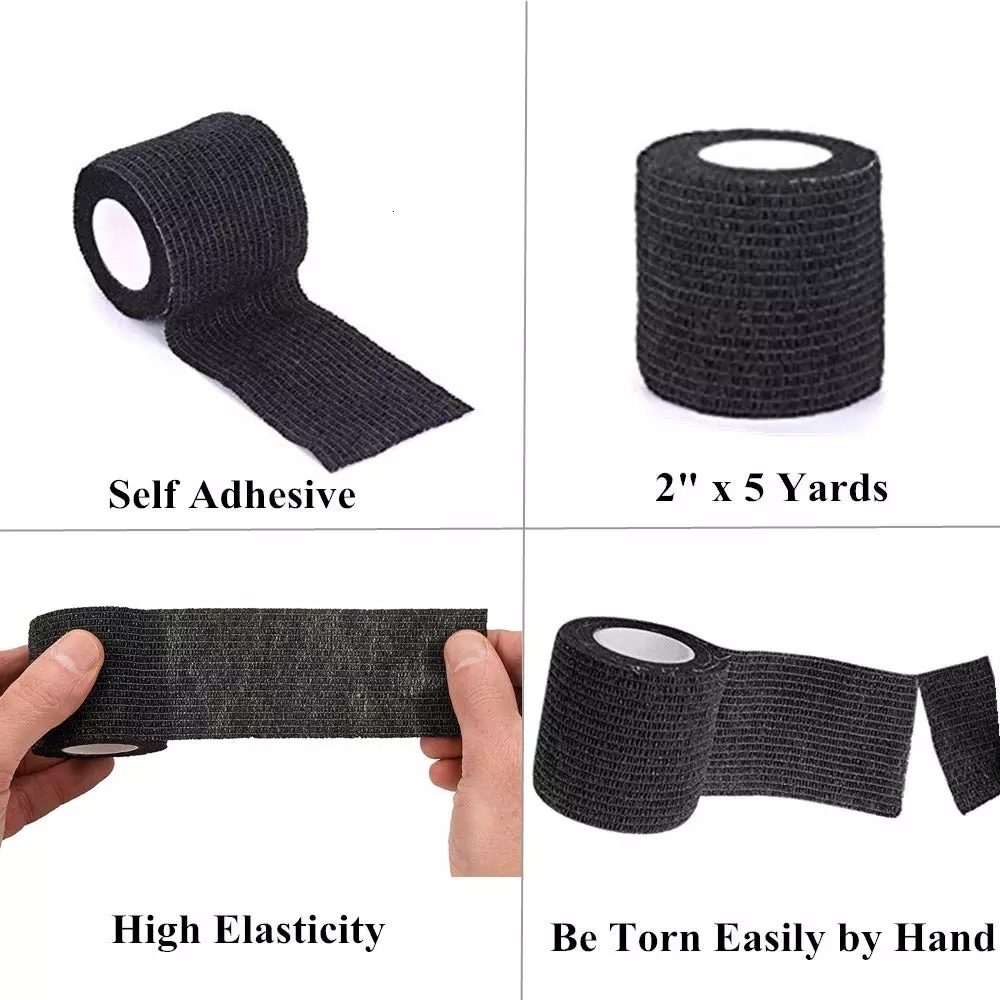 Other Tattoo Supplies 5101520 Black Tattoo Grip Bandage Cover Wraps Tapes Nonwoven Waterproof Self Adhesive Finger Protection Tattoo Accessories 23081