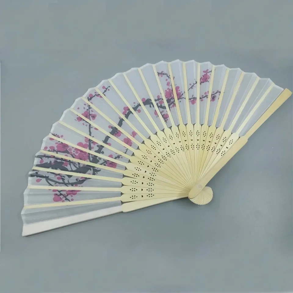 Personalized Favors Silk Hand fans with pouch Wedding giveaways Bridal shower favors Anniversary party gift wholesales 50pcs lotZZ