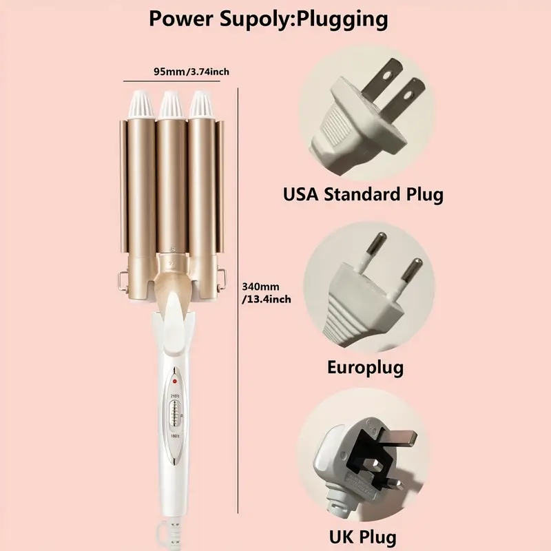 Ceramic Triple Barrel Hair Curling Iron - Professional Hair Styler for Salon-Quality Results