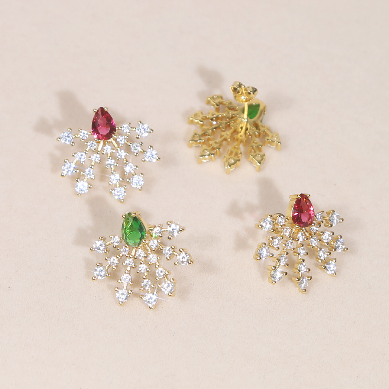 Snowflake Water Drop Zircon Earrings: Full Iced Out Bg Pave CZ Fashion Hip Hop Jewelry for Women 82ca