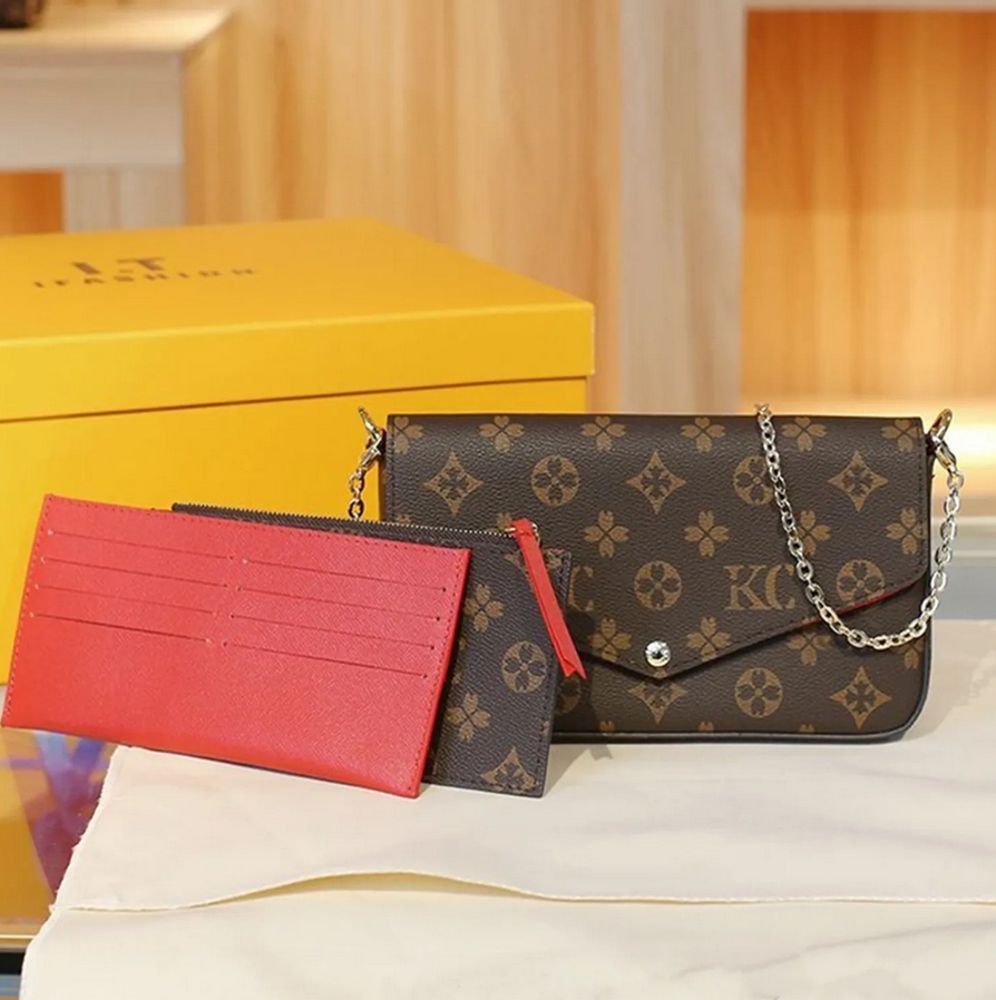 Women Bag Handbag woman Original Box Date code Purse clutch shoulder messenger cross body serial number three in one flower M44813 box Dust bag