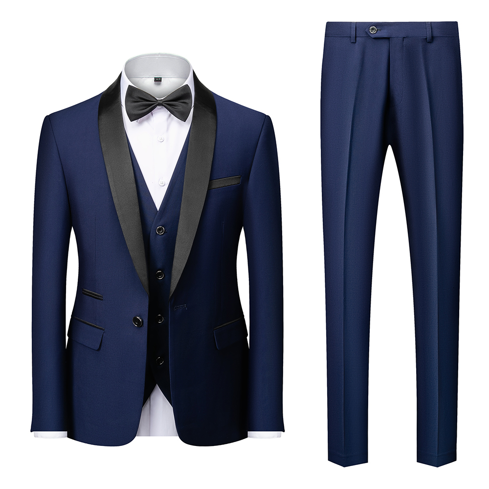 Men's Suits Blazers Men Mariage Color Block Collar Suits Jacket Trousers Waistcoat Male Business Casual Wedding Blazers Coat Vest Pants 3 Pieces 