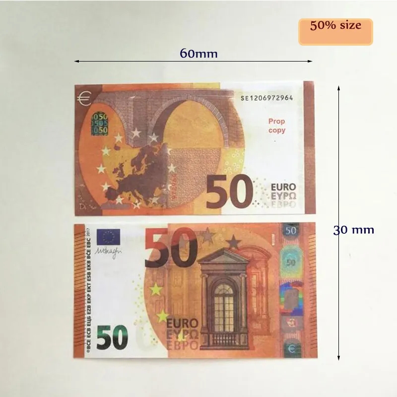 Party Supplies Fake Banknote 10 20 50 100 200 500 Euros Realistic Toy Bar Props Copy Currency Movie Money Faux-billets 100PCS/Pack