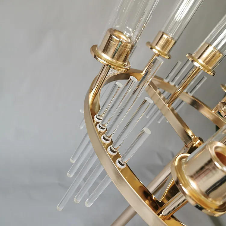 9 Heads Wedding Decoration Metal Candlestick Candelabra Holder Engagement Party Table Centerpieces Flower Vases Aisle Pillar Column ZZ