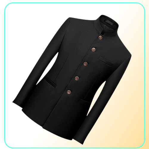 Chinese Stand Collar Men Blazer 6XL Big Size Solid Casual Suit Jacket Slim Fit Mens Wedding Blazers Yellow White Men039s Suits 5977936