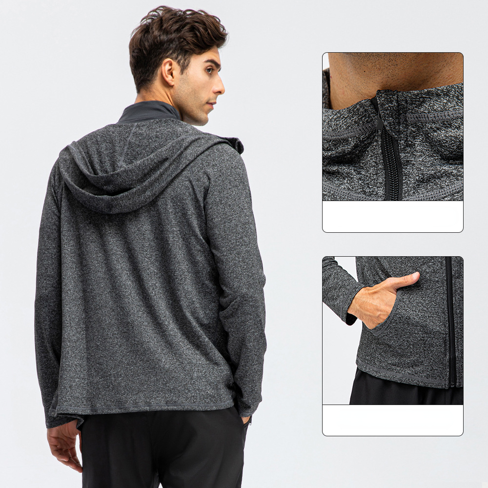L98 men Sports Coat Yoga Thin Jogging Jackets Clothing High Waist Gym Activewear Jacket Hooded Long Sleeve Training Clothes Stand Collar