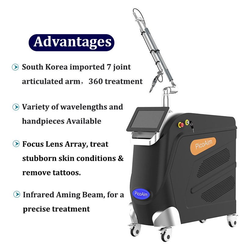 Vertical Picosecond Tattoo Removal Laser Machine Q Switched Nd Yag Laser Pico Pigment Removal Dark Spot Speckle Acne Removal Equipment