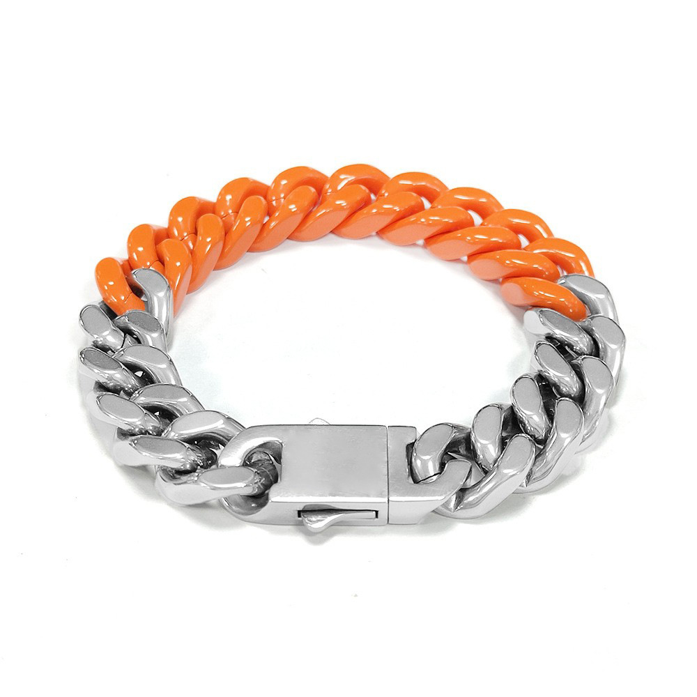 Luxury 13mm Unisex Bracelet in 14k White Gold Modern Style Matching Charms for Trendy Males
