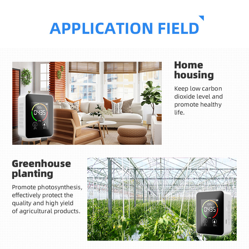 Portable CO2 Air Quality Monitor Gas Detector Carbon Dioxide Temperature Humidity 3 IN 1 Monitor LCD Screen Display