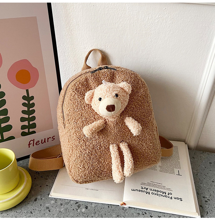 Backpacks Korean Children s Plush Bear Bag 30cm Backpack Cute Cartoon Small Boys Girls Toddler School Bags 230814