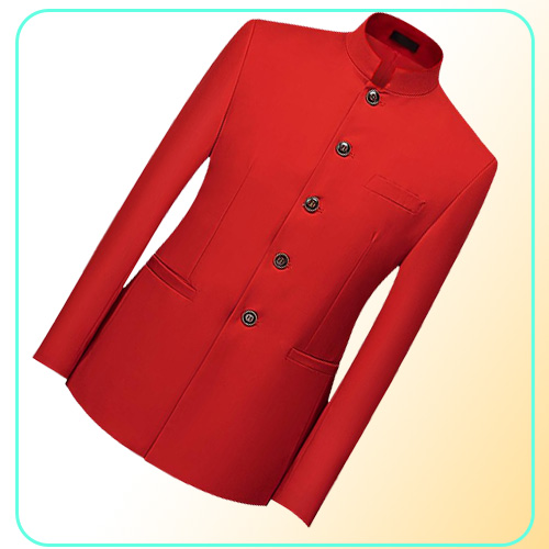 Chinese Stand Collar Men Blazer 6XL Big Size Solid Casual Suit Jacket Slim Fit Mens Wedding Blazers Yellow White Men039s Suits 5977936