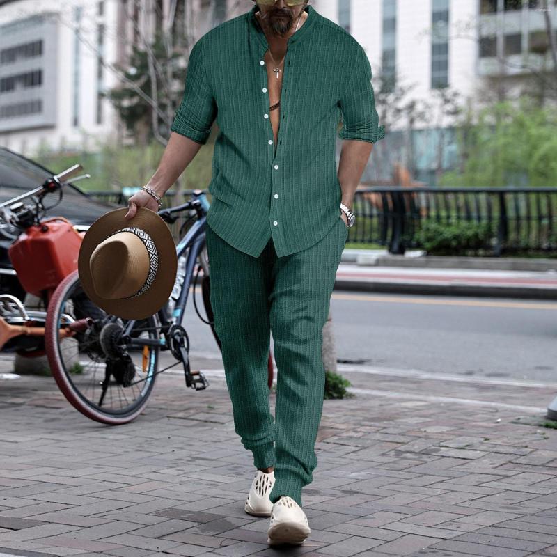Men's Tracksuits Spring Autumn Casual Two Piece Sets Long Sleeve Tops And Pants Suit 2023 Fashion Stripe Outfit Men Streetwear