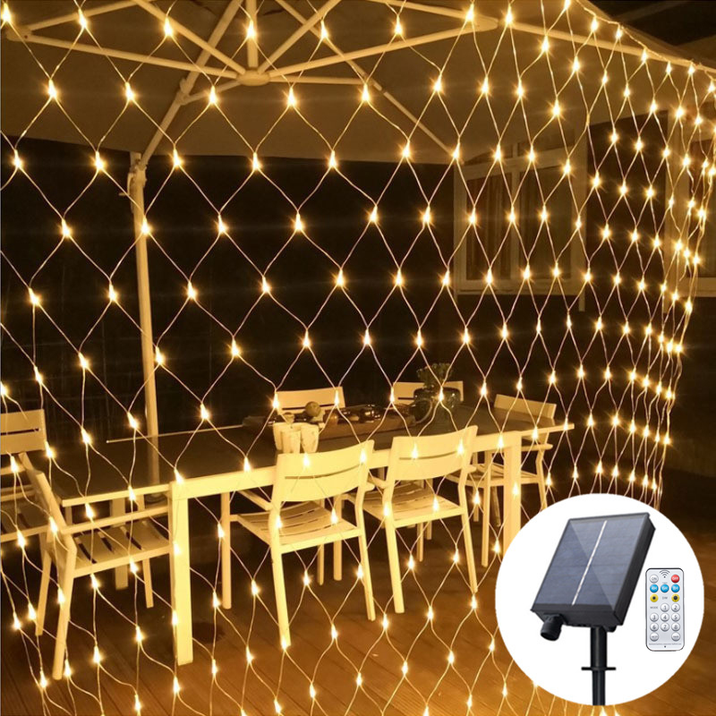 Net String Solar Light Outdoor 1.5*1.5m 3*2m 6*4m Waterproof Garland Garden Fairy Lawn Tree Decoration Lamp