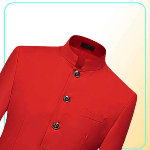 Chinese Stand Collar Men Blazer 6XL Big Size Solid Casual Suit Jacket Slim Fit Mens Wedding Blazers Yellow White Men039s Suits 5977936