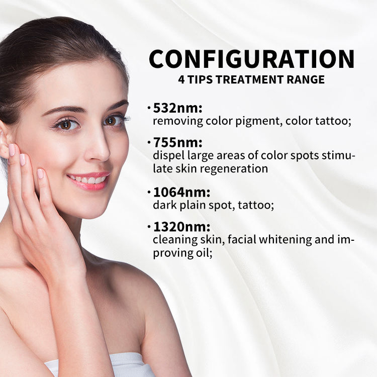 Portable Pico Second Laser Tattoo Remover Q Switched Nd Yag Picosecond Tattoo Removal Pigment Removal Skin Whitening Machine