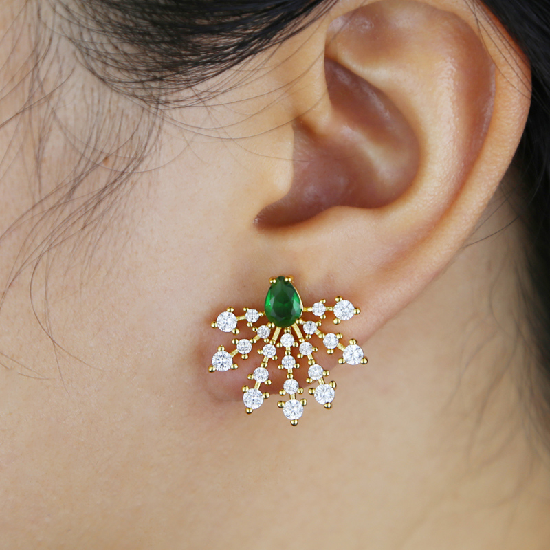 Snowflake Water Drop Zircon Earrings: Full Iced Out Bg Pave CZ Fashion Hip Hop Jewelry for Women 82ca