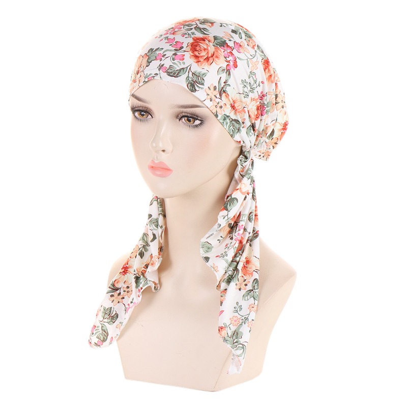 Ramadan Muslim Hijab Caps Women's Headscarf Hat Chemo Hats Hair Care Fashion Lady Print Turban Bonnet Adjustable