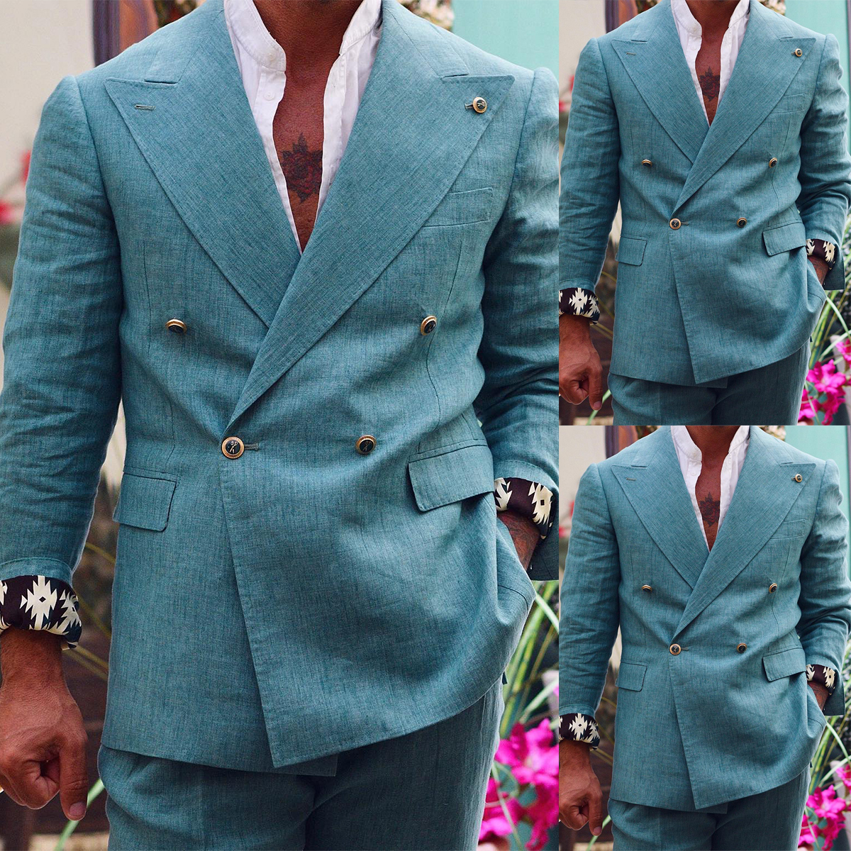 Luxury Men Wedding Suits Double Breasted Tuxedos Fashion Slim Fit Groom Wear Business Office 2 Pcs Jacket Pants Custom Made