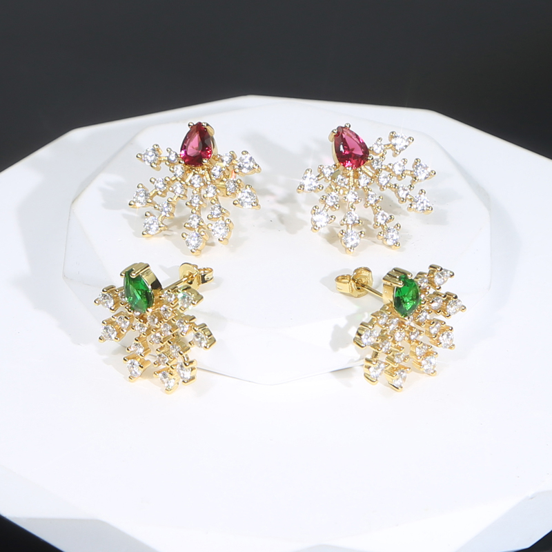 Snowflake Water Drop Zircon Earrings: Full Iced Out Bg Pave CZ Fashion Hip Hop Jewelry for Women 82ca