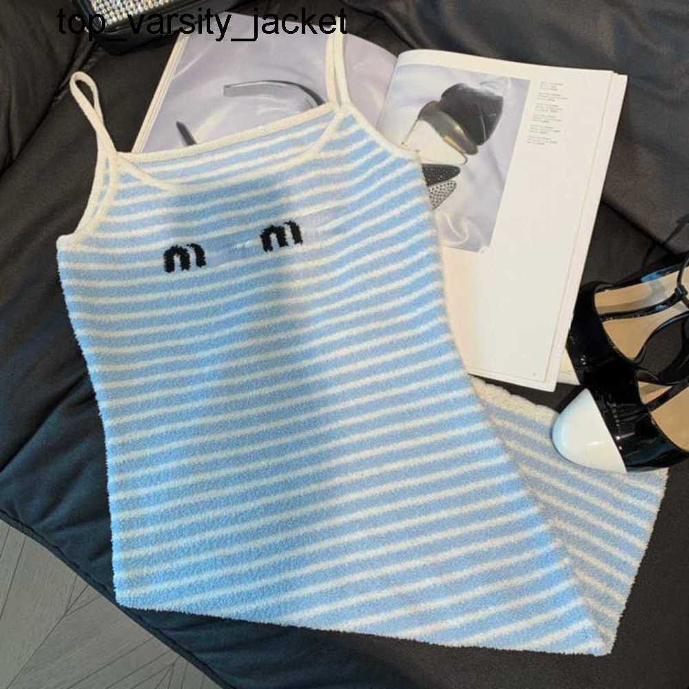 New 23ss Casual Designer Miu Knitted Halter Dress Sexy Strip fashion brand Bikini Print Temperament Slim Skirt Teddy Dresses Women dress