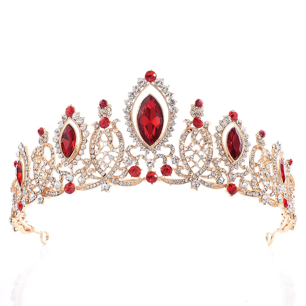 Headpieces Princess Crystals Wedding Crown Bridal Tiaras Baroque Queen King Clear Royal Blue Red Rhinestone Bridal TiaraZZ