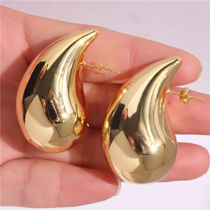 Stud HangZhi Huge Size 5CM Water Drop Earring for Women Brass Chunky Hollow Smooth Exaggerated Thick Large Jewelry 230815