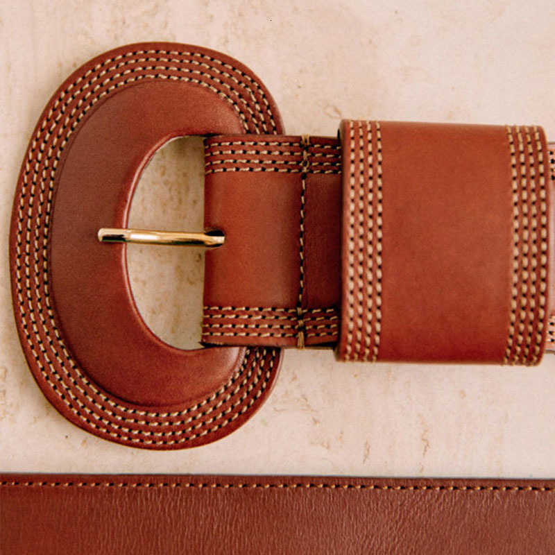 Other Fashion Accessories Belts 2023 Simple Allmatch Widebrimmed Genuine Leather Cowhide Retro Belt Ladies 230814