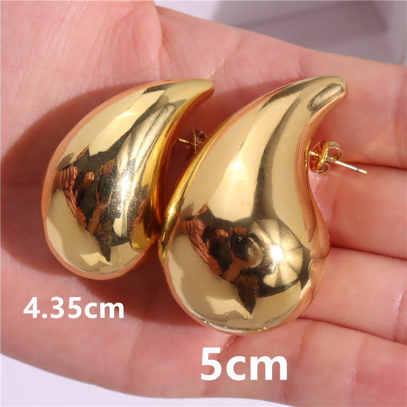 Stud HangZhi Huge Size 5CM Water Drop Earring for Women Brass Chunky Hollow Smooth Exaggerated Thick Large Jewelry 230815