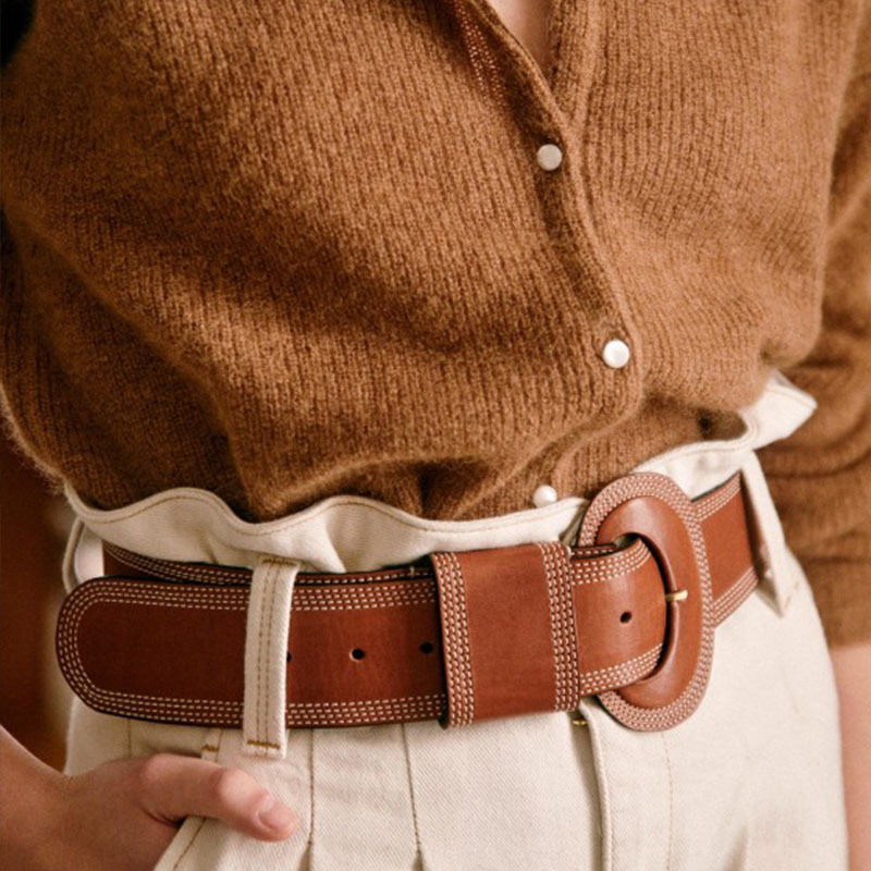 Other Fashion Accessories Belts 2023 Simple Allmatch Widebrimmed Genuine Leather Cowhide Retro Belt Ladies 230814