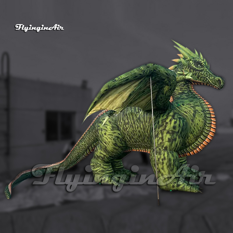 5m Amazing Large Green Evil Inflatable Dragon Cartoon Animal Model Air Blow Up Flying Dragon With Wings For Event