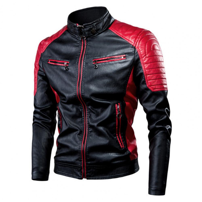 Men's Jackets Men's Winter Fleece Pu Jacket Motorcycle Waterproof Cool Contrast Colors Classic Biker Leather Jacket Motor Autumn Coat 230814