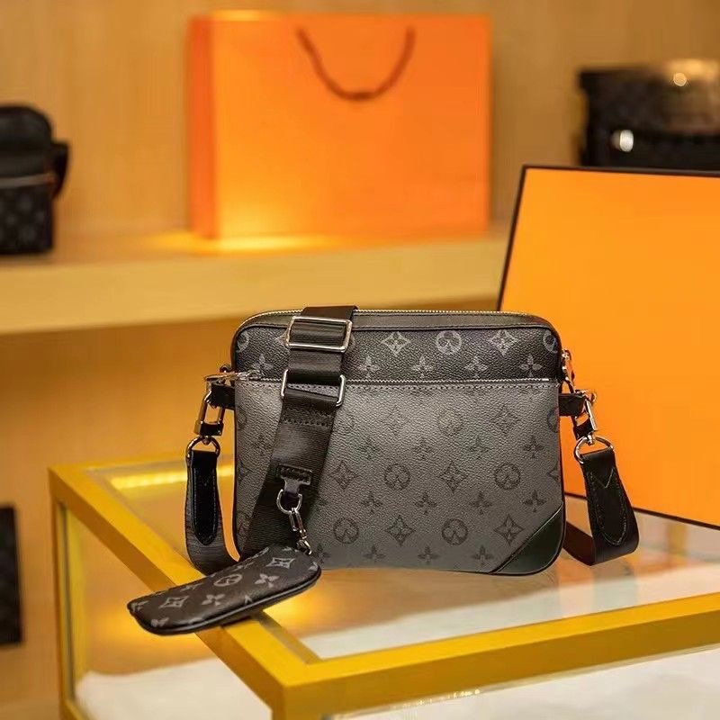 High Quality Luxurys designer bag womens mens 3pcs Trio Black Flowers Crossbody Bag Shoulder bags Messenger Handbags Wallets tote bag backpack with Original Box