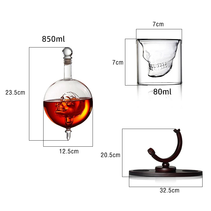 Hip Flasks Z-NING Creative Glass Skull Bottle Set Whiskey Glass Home Bar Decoration Red Wine Decanter Vodka Glass Wine Set Liquor Bottle 230814