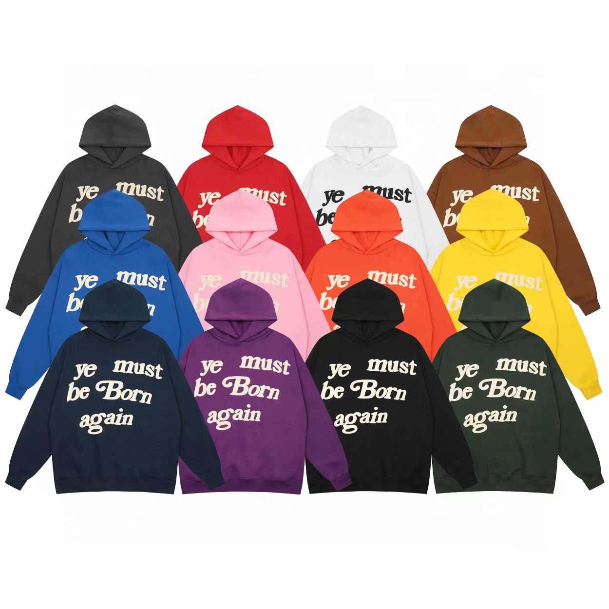 2025 Mens Hoodie CPFM YE MUST BE BORN AGAIN Letter Printed High Street Hip Hop Hoodies 11 Colors Hooded Sweatshirts/M/L/XL/2xl