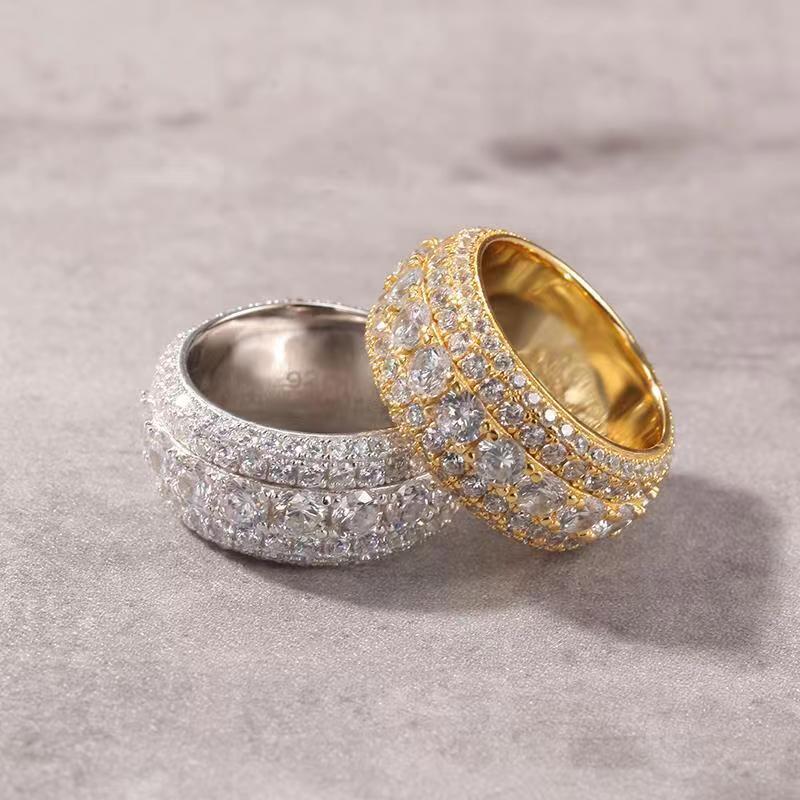 Popular Pass Diamond Tester Men's Ring 925 Silver White Gold Moisanite Eternal Iced Hip Hop Ring