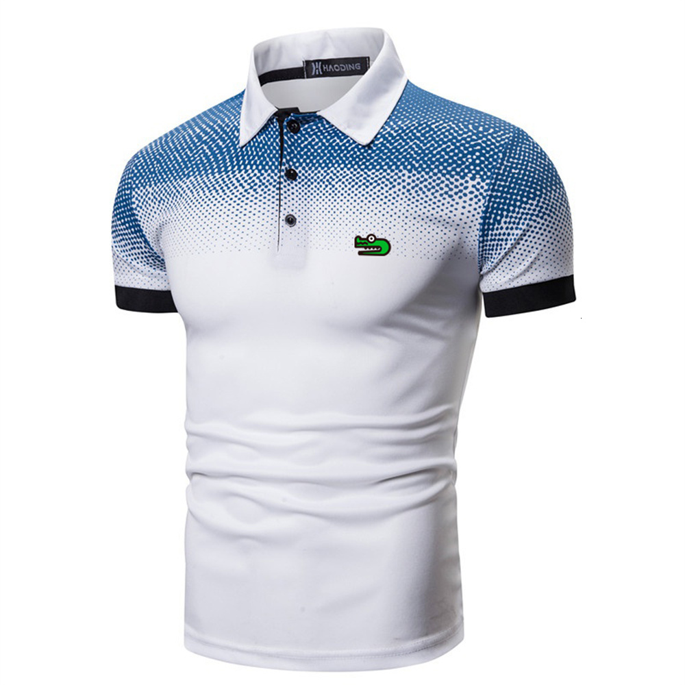 Mens Polos Fashion Print Short Sleeve Lapel Collar Polo Shirt Casual Pullover Tee Tops 230815