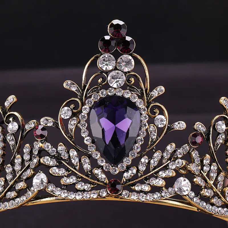 Baroque Vintage Crystal Bridal Crowns Hairbands Red Bridal Tiaras Headbands Wedding Diadem Queen Crown Party Tiara Wedding AccessoriesZZ