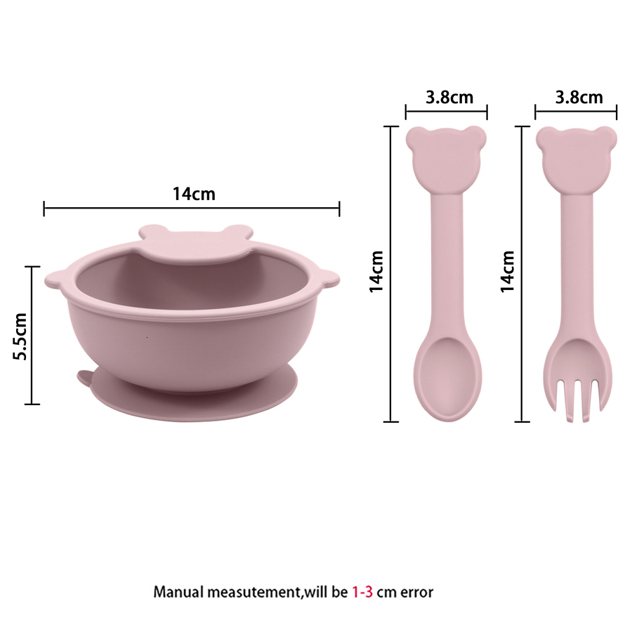 Cups Dishes Utensils 3PCS Set Silicone Baby Feeding Bowl Tableware For Kids Waterproof Suction With Spoon Fork born Kitchenware Stuff 230814