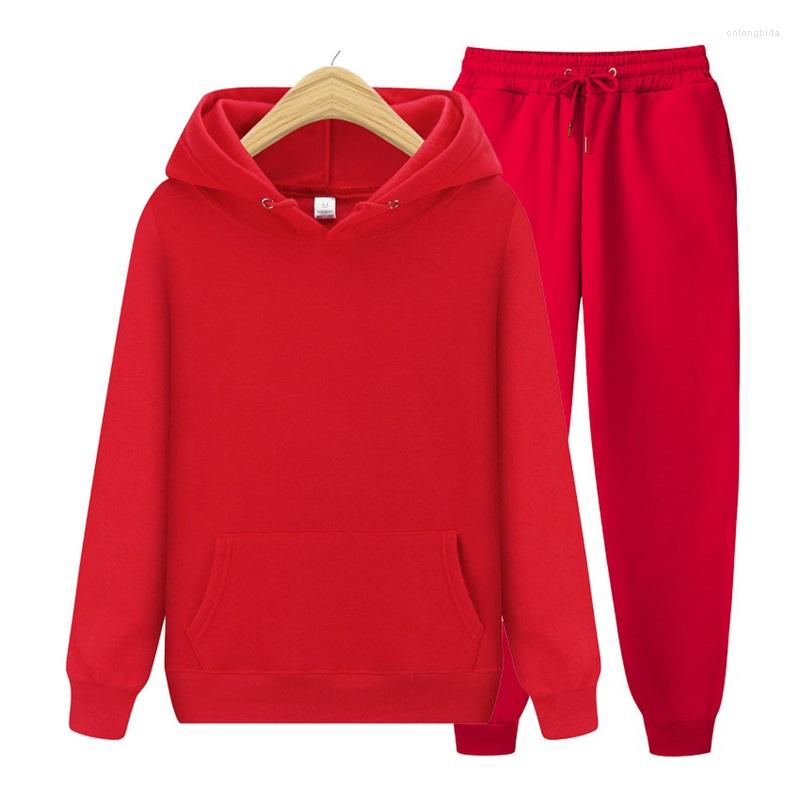 Men's Tracksuits Tracksuit Autumn Winter Long Sleeve Pullover Hoodie Pants Two-Pieces Sets Fashion Solid Color Sweatsuit Casual Home Suits