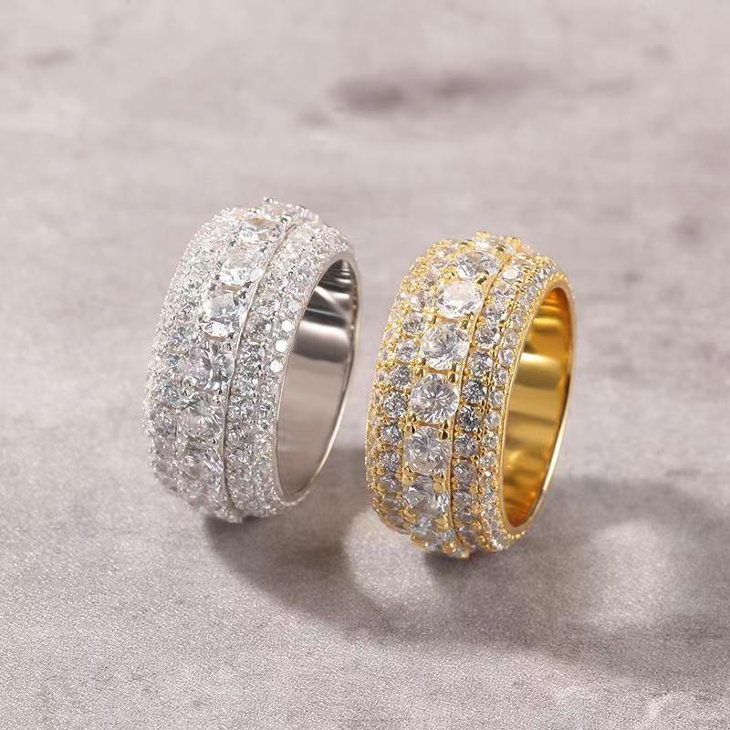 Popular Pass Diamond Tester Men's Ring 925 Silver White Gold Moisanite Eternal Iced Hip Hop Ring