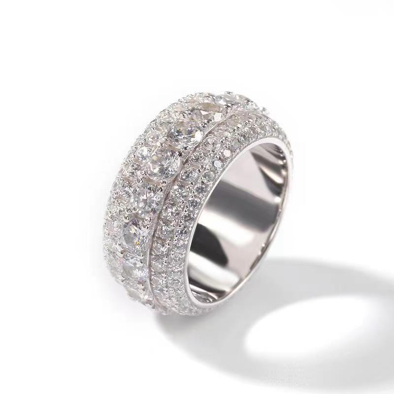 Popular Pass Diamond Tester Men's Ring 925 Silver White Gold Moisanite Eternal Iced Hip Hop Ring