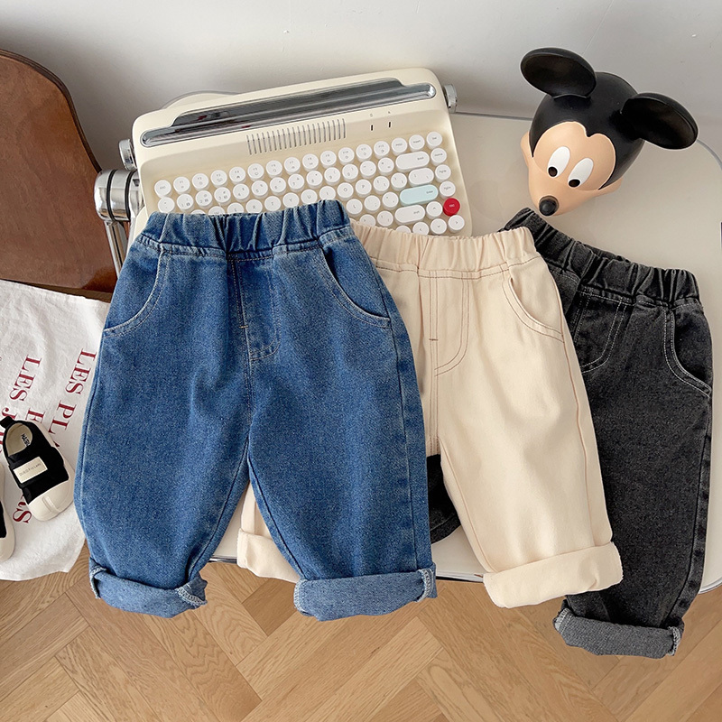 Trousers MILANCEL Baby Pants Solid Kids Jeans Casual Boys Denim Soft Girls Fashion 230814