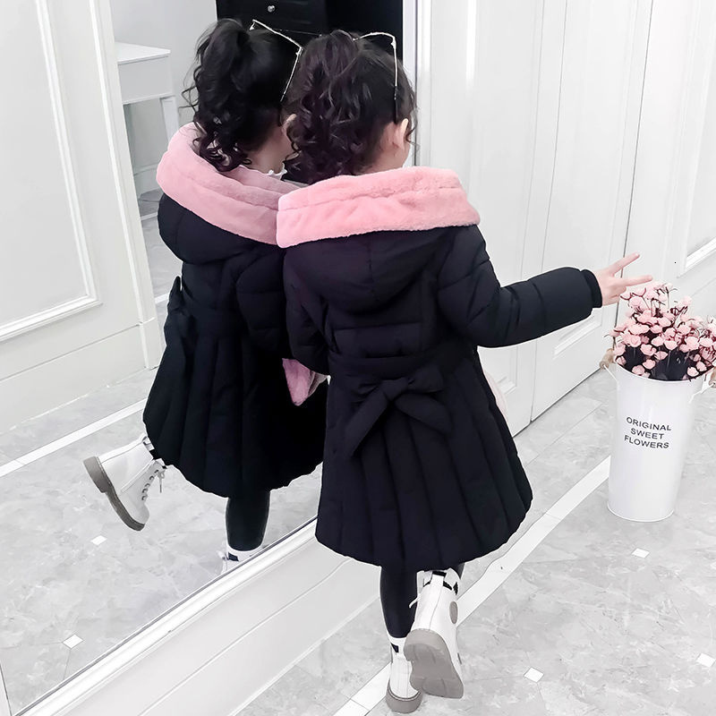 Jackets 30 Russian fashion Winter Jacket for Girl Hooded Coat Children snowsuit Down cotton Clothes Outerwear Long parka clothing 230814