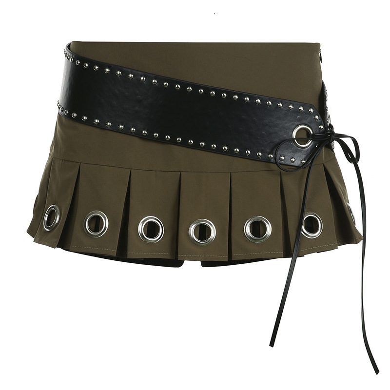 Other Fashion Accessories Belts Y2k Punk Lace Up Leather Belt Fashion Sexy Mini Short Skirt with PU Spicy Girl Pleated Waistband 230814