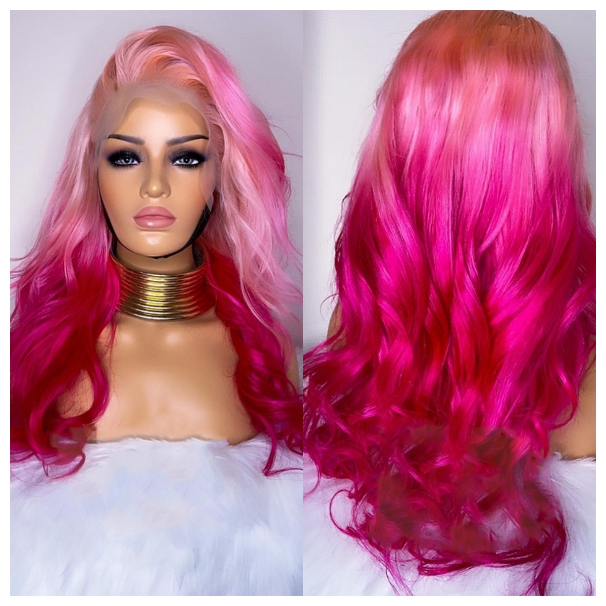 13x4 HD Lace Frontal Wig Human Hair Ombre Light And Hot Pink Lace Front Human Hair Wigs Body Wave Cosplay Synthetic Wigs
