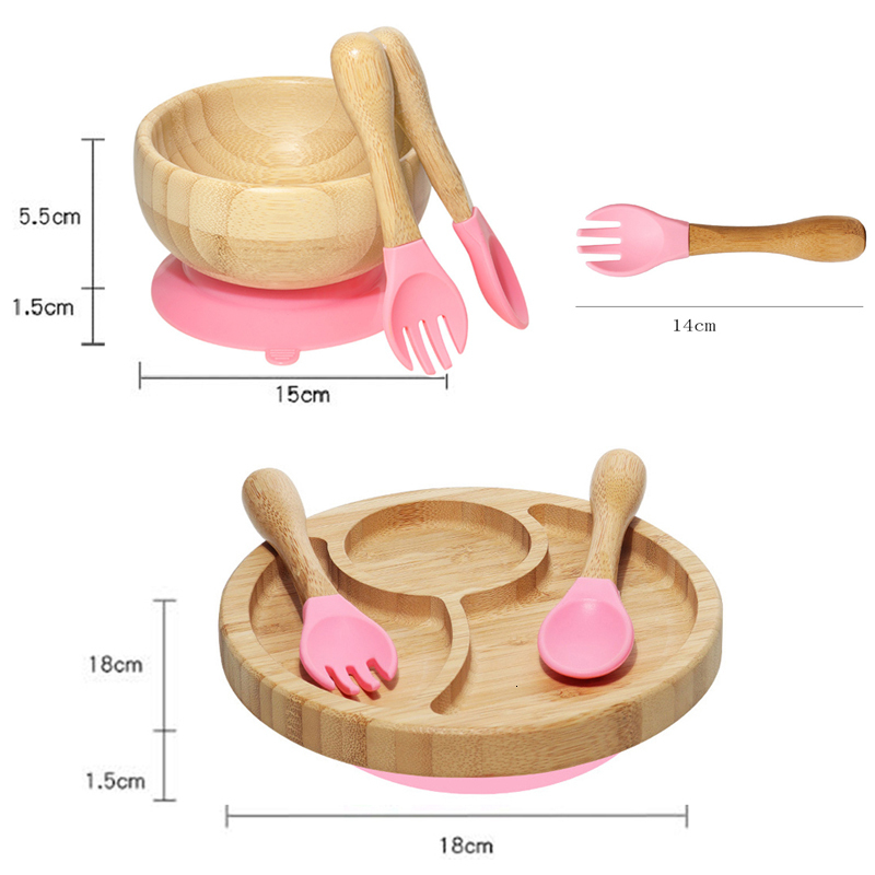 Cups Dishes Utensils Baby Feeding Bowl Dinner Plate Wooden Kids Dinnerware With Silicone Suction Cup Fork Spoon Children s 230814